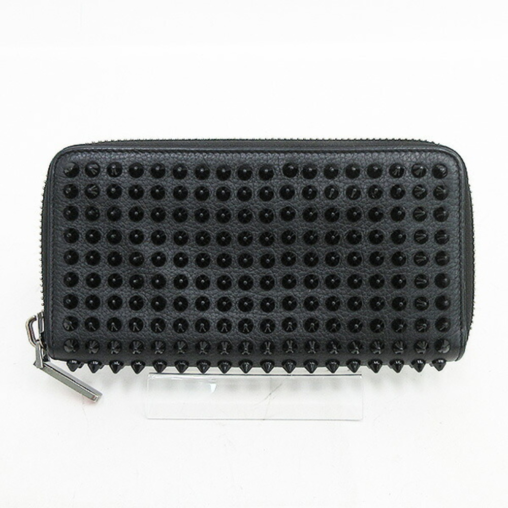 Christian Louboutin Spike Stud Panettone Round Zip Long Wallet Black
